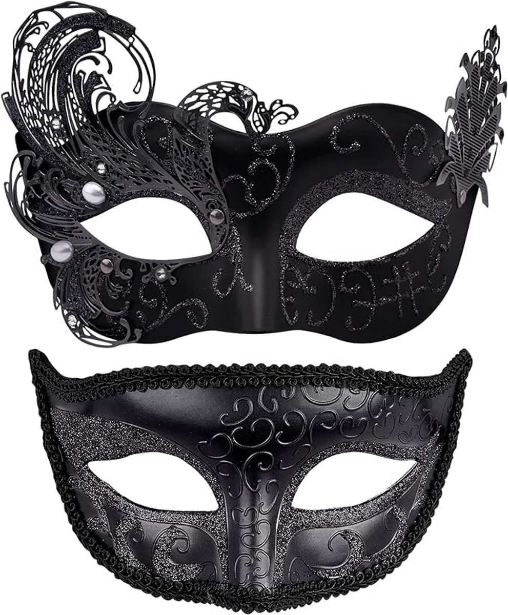 Carnavalsmaskers voor koppels - Venetiaans design - Feestmaskers voor mannen en vrouwen - ShopVlot
