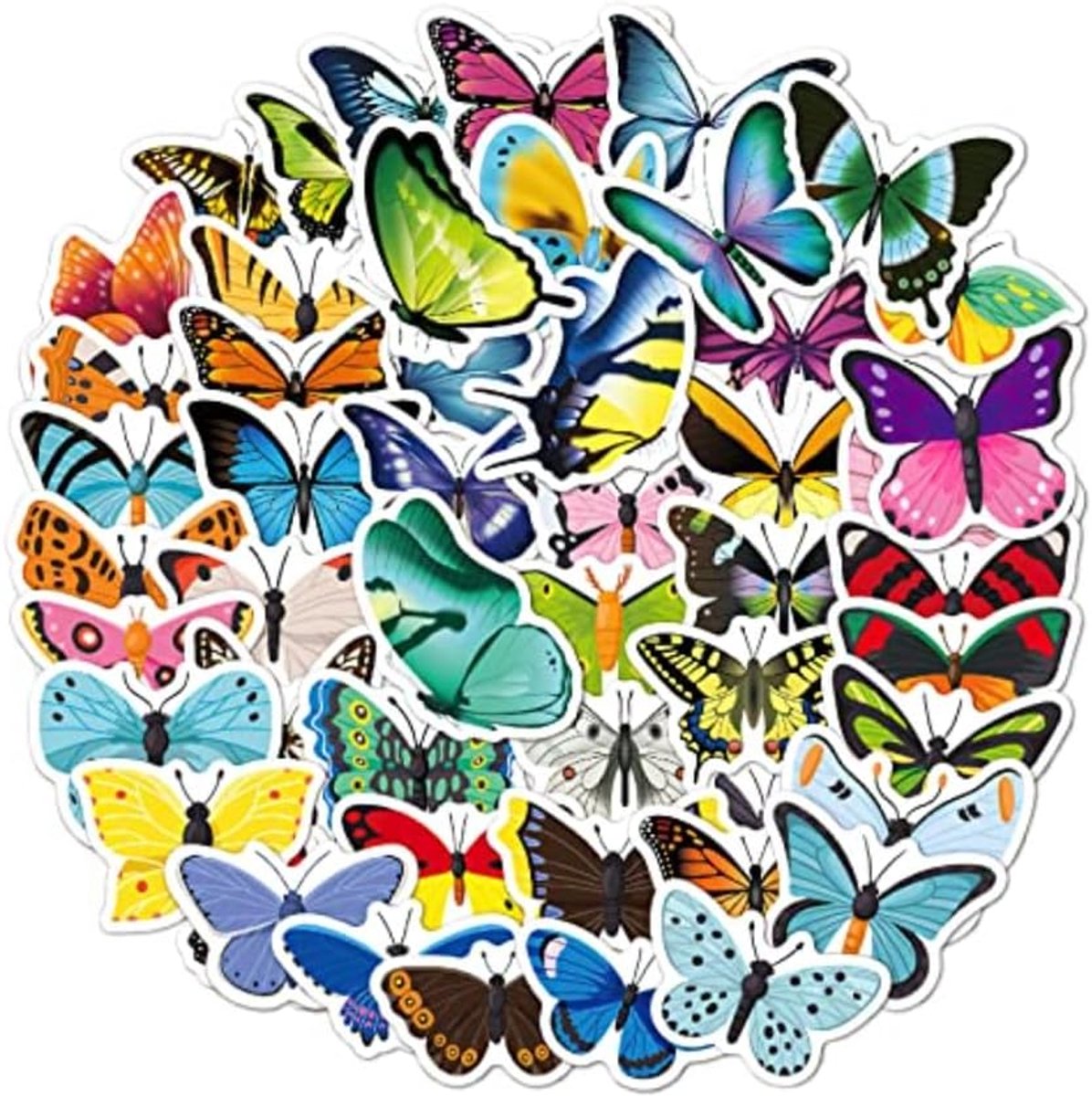 Vlinderstickers 50 stuks - vinyl - kleurrijke cartoonstickers - perfect voor scrapbooking - ShopVlot