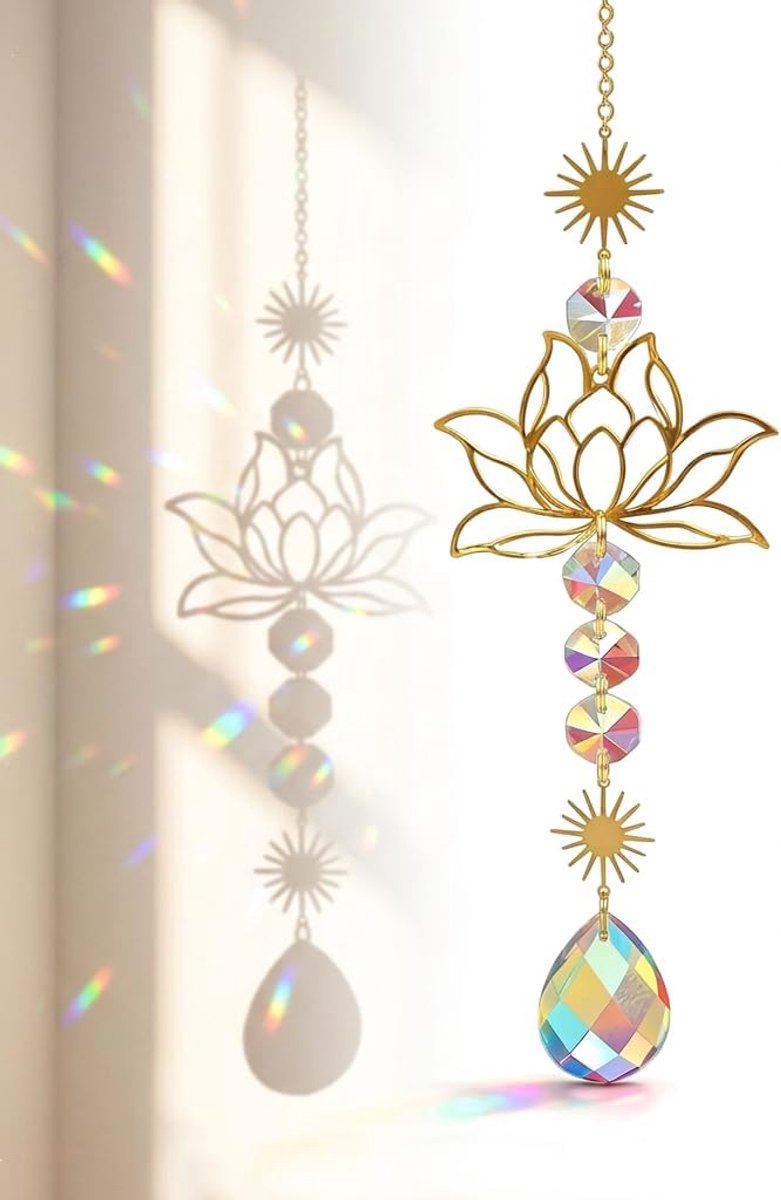 Zonnevanger kristal - Lotusbloemen design - Elegante raamdecoratie - Creëert een rustgevende sfeer - ShopVlot
