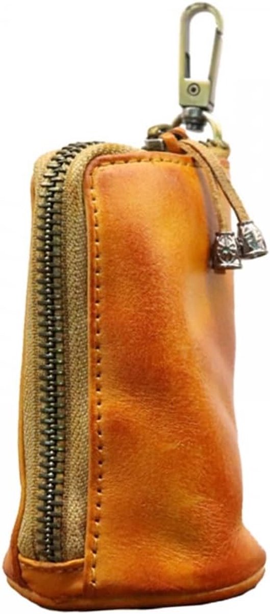 Muntenzakje 11x6x6 cm - Leer met rits - Waterdicht en stevig - Ideaal voor onderweg - ShopVlot