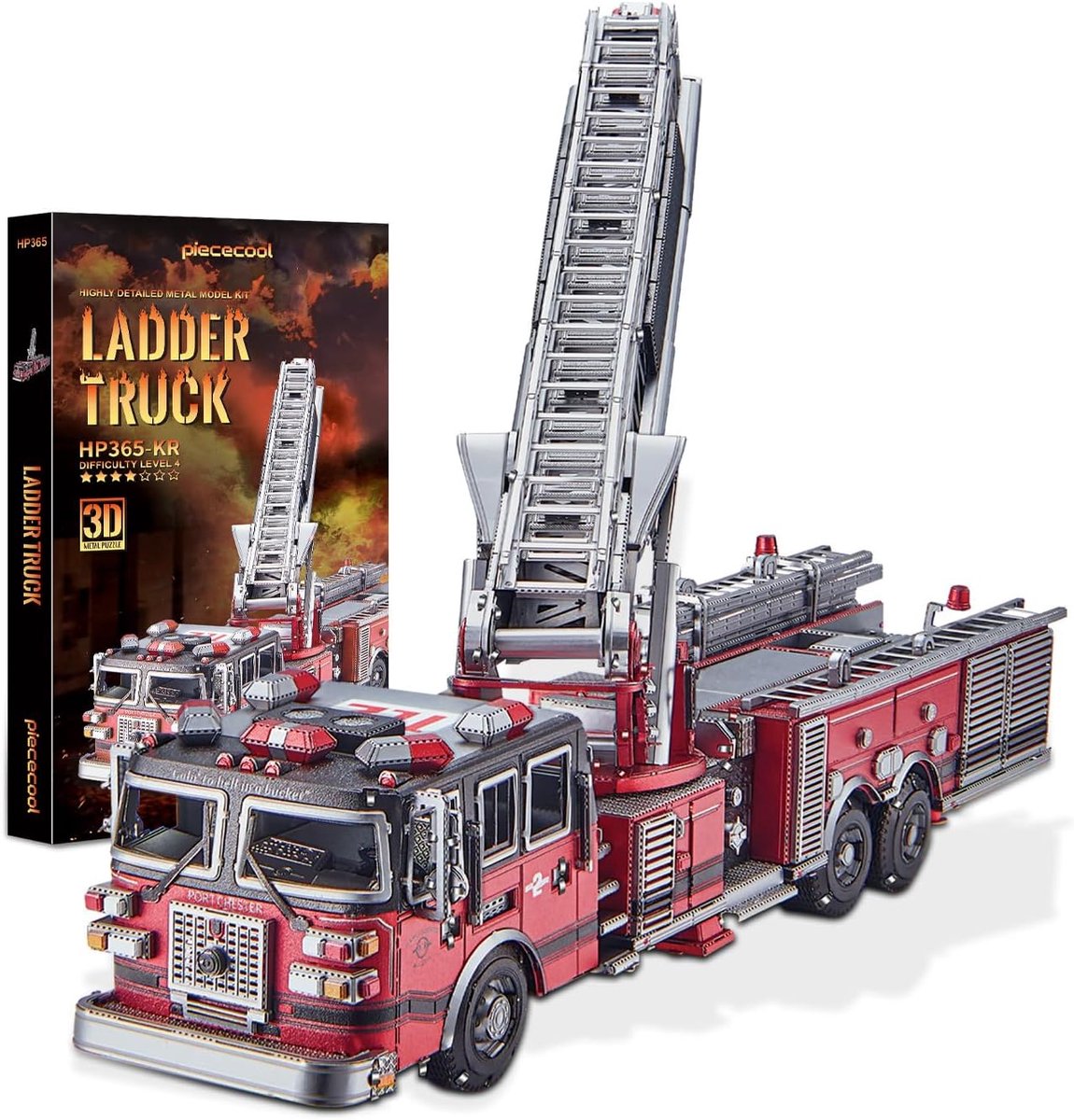 Piececool 3D Puzzle Metal Fire Brigade Truck, Classic Transport Fire Engine Craft Model Kit DIY Set Adults, 354 Pieces - ShopVlot