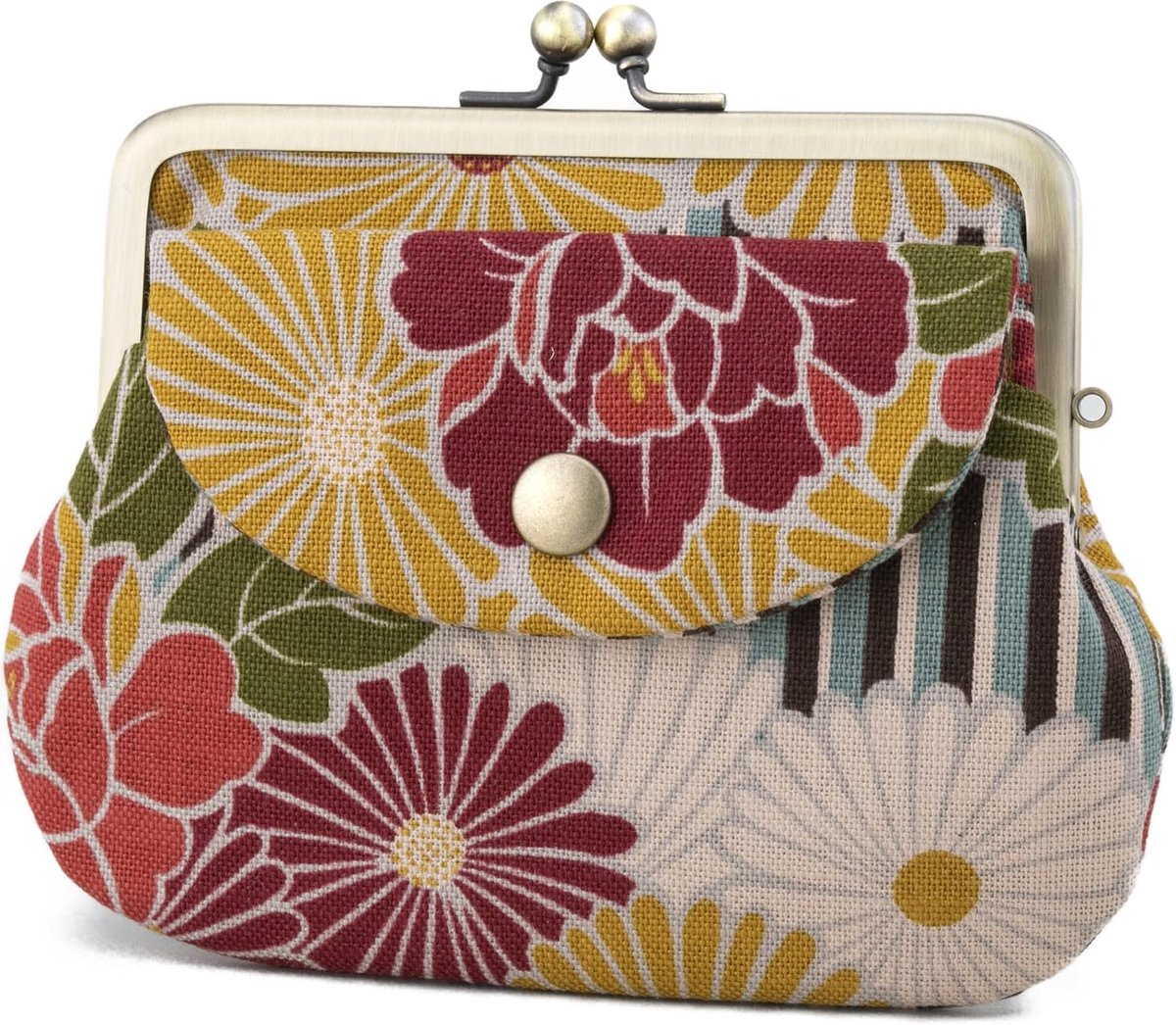 Muntgeld portemonnee - Vintage bloemen - Blauw - Handgemaakt in Japan - Stijlvolle accessoire voor vrouwen - ShopVlot