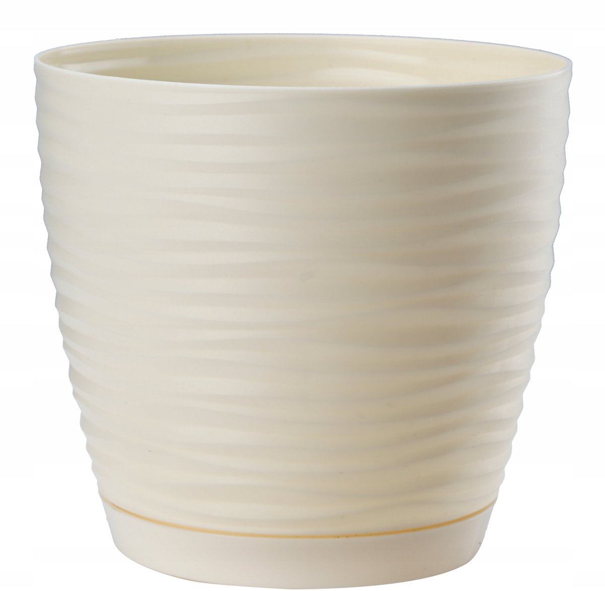 KADAX Ronde Plantenbak 17cm - Stijlvolle Cream Kunststof Pot met Schotel