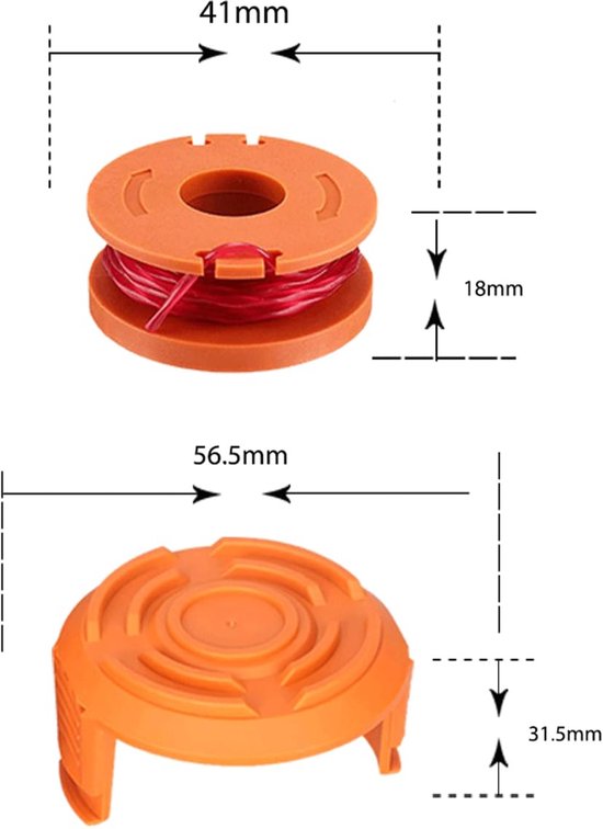 Set van 4 vervangende nylon spoelen voor diverse grasmaaiers — afbeelding 3