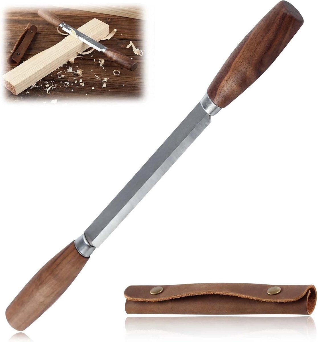 Woodworking Tool 4.3 Drawknife SK5 Drawing Knife Leather Sheath Wood Carving Tools Wood Pulling Hand Tool - ShopVlot