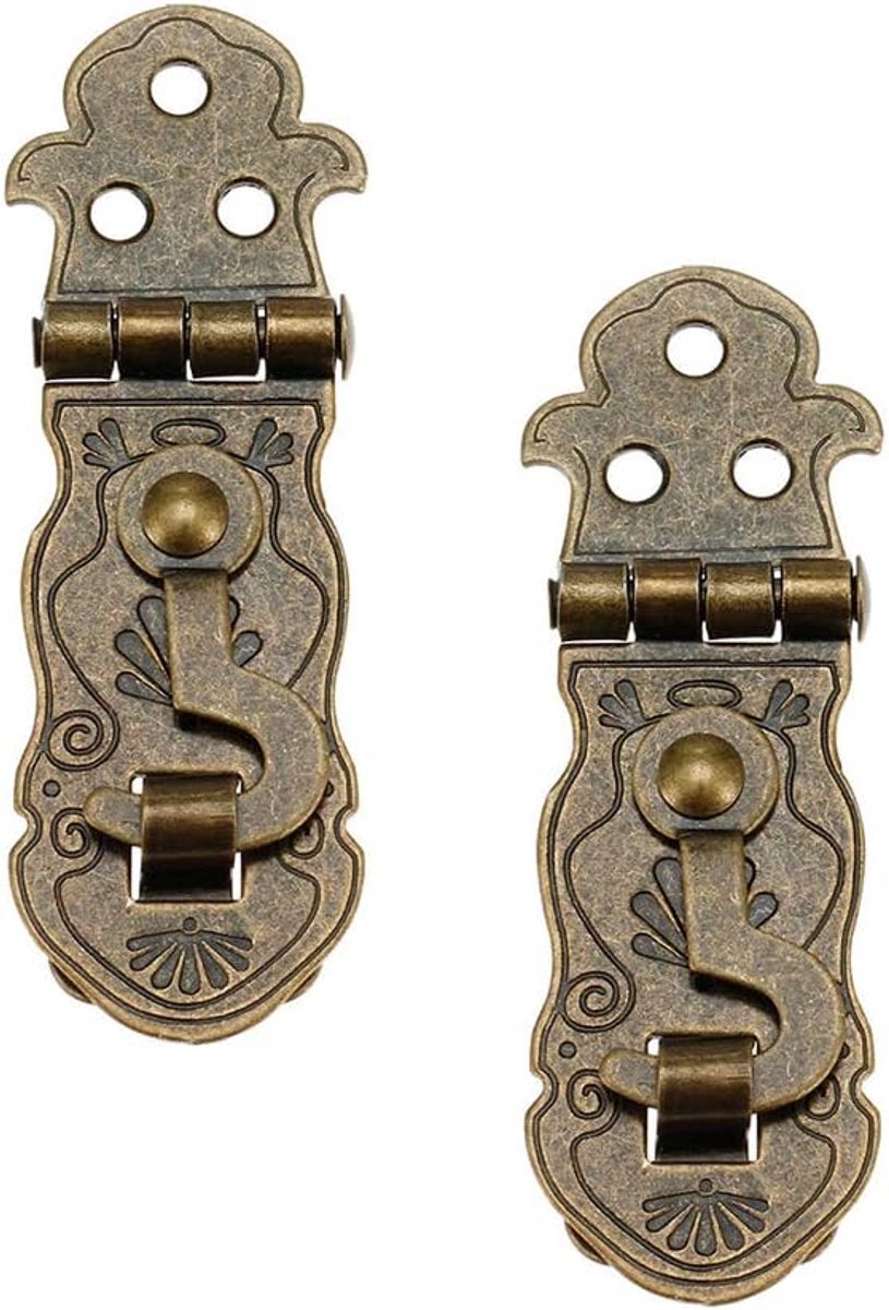 2pcs Vintage Style Notebook Hasp 90 Degree Hardware Bronze Tone Metal Antique Latch Diary Jewelry Wooden Box Catch - ShopVlot