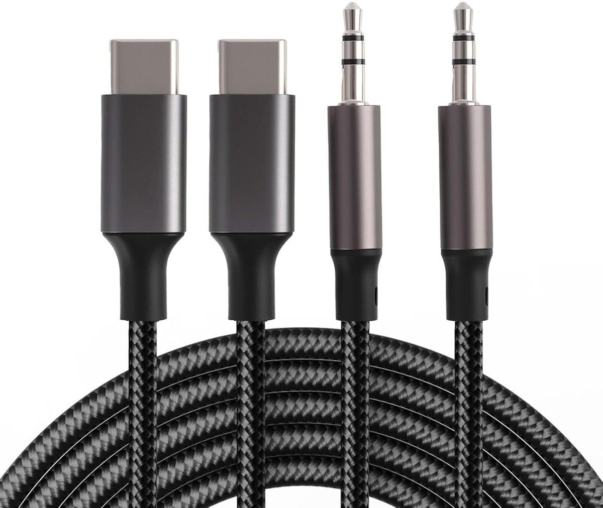 2pcs USB C to Aux Cable 1 m USB Type C to 3.5mm Audio Aux Cable for Smartphones, Tablets, Laptops, Car Speakers - ShopVlot