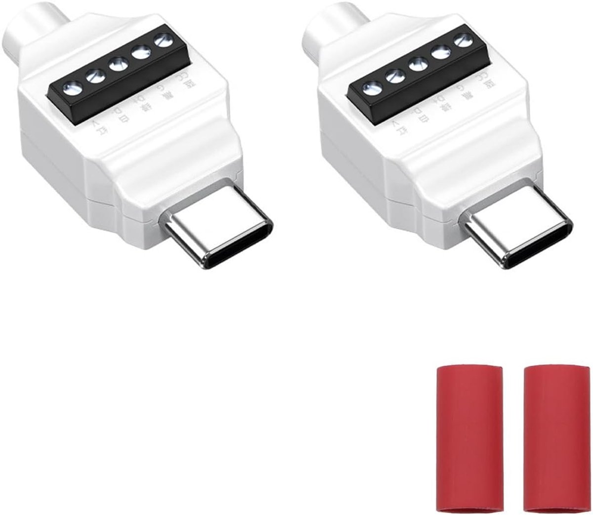 2 stuks USB C soldeervrije stekker, USB type C-stekker naar 5-pins terminal, soldeervrije stekker voor snelle - ShopVlot