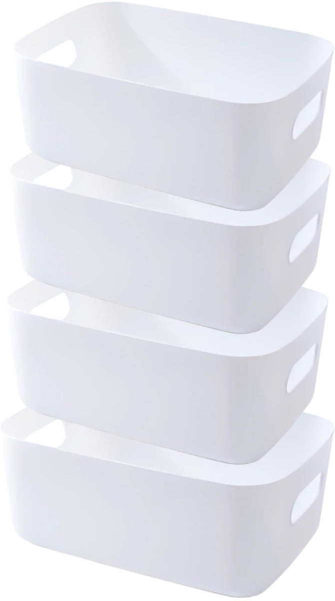 Famanu – Opbergdoos van kunststof met handgrepen voor keuken en badkamer, 25×18×10 cm, ideaal voor het organiseren van spullen in kasten