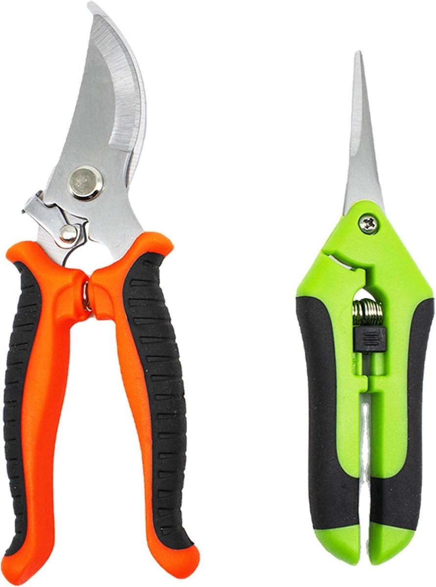 Knipschaar tuin - 2 stuks - Roestvrij staal - Handheld snoeischarenset met antislip handgreep - Voor Tuinieren en Plantenverzorging