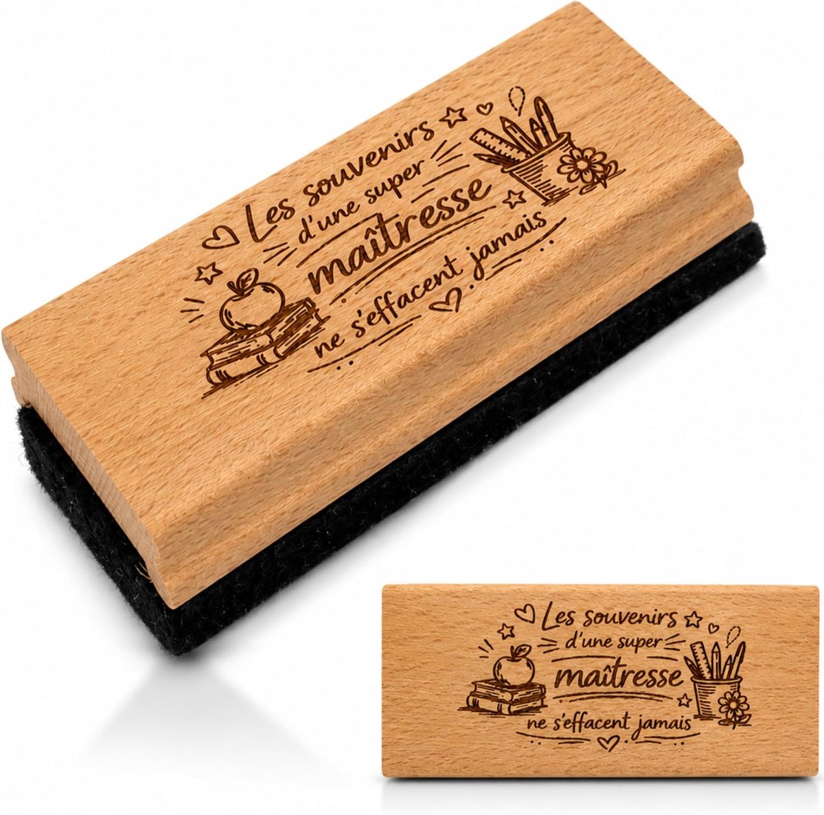 ERNESTINE - Houten borstel voor meesterbord – cadeau voor leraren en leraren – cadeau voor leraren – personaliseerbaar - ShopVlot