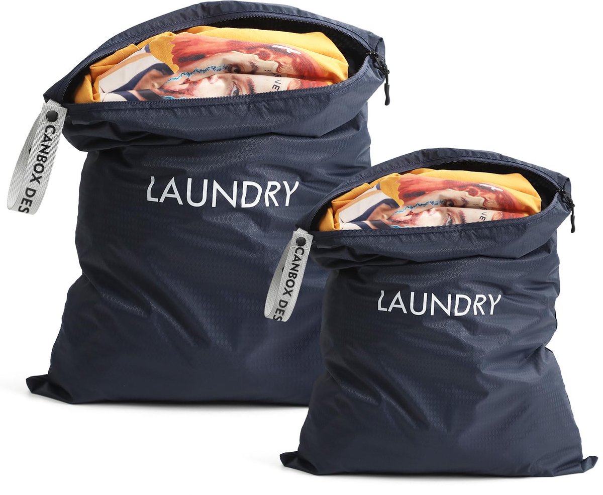 Famanu – Set van 2 waszakken, ideale organizer voor vuile kleding tijdens het reizen
