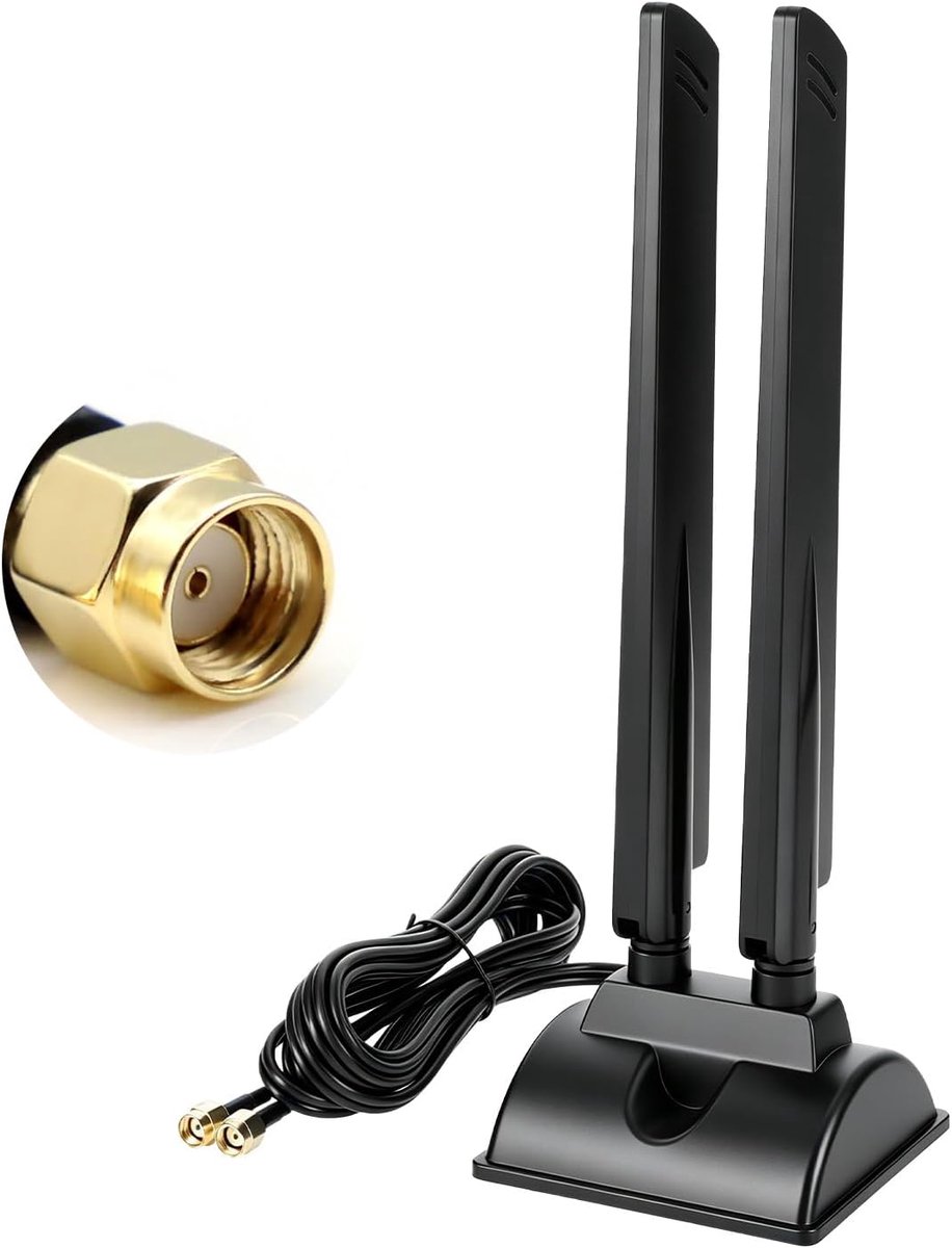 Wifi-antenne, pc, wifi-antenneverlenging, 2 m, Tri Band WiFi 6E RP-SMA-antenne met magneetvoet, 6dBi voor - ShopVlot