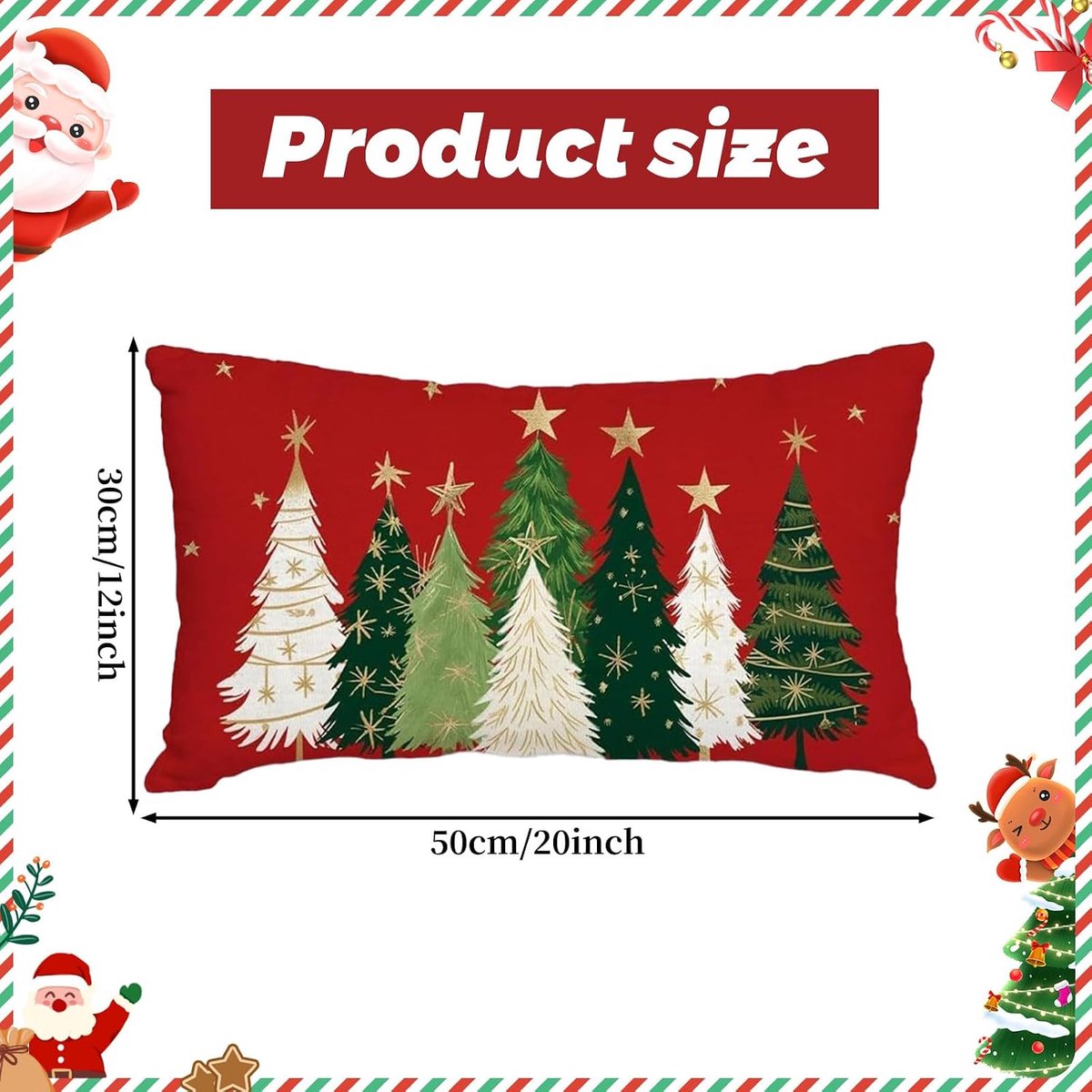 Kussensloop, Kerstmis, 50 x 30 cm, decoratieve kussens, bankkussens, kerstkussenslopen voor woonkamer, slaapkamer - ShopVlot