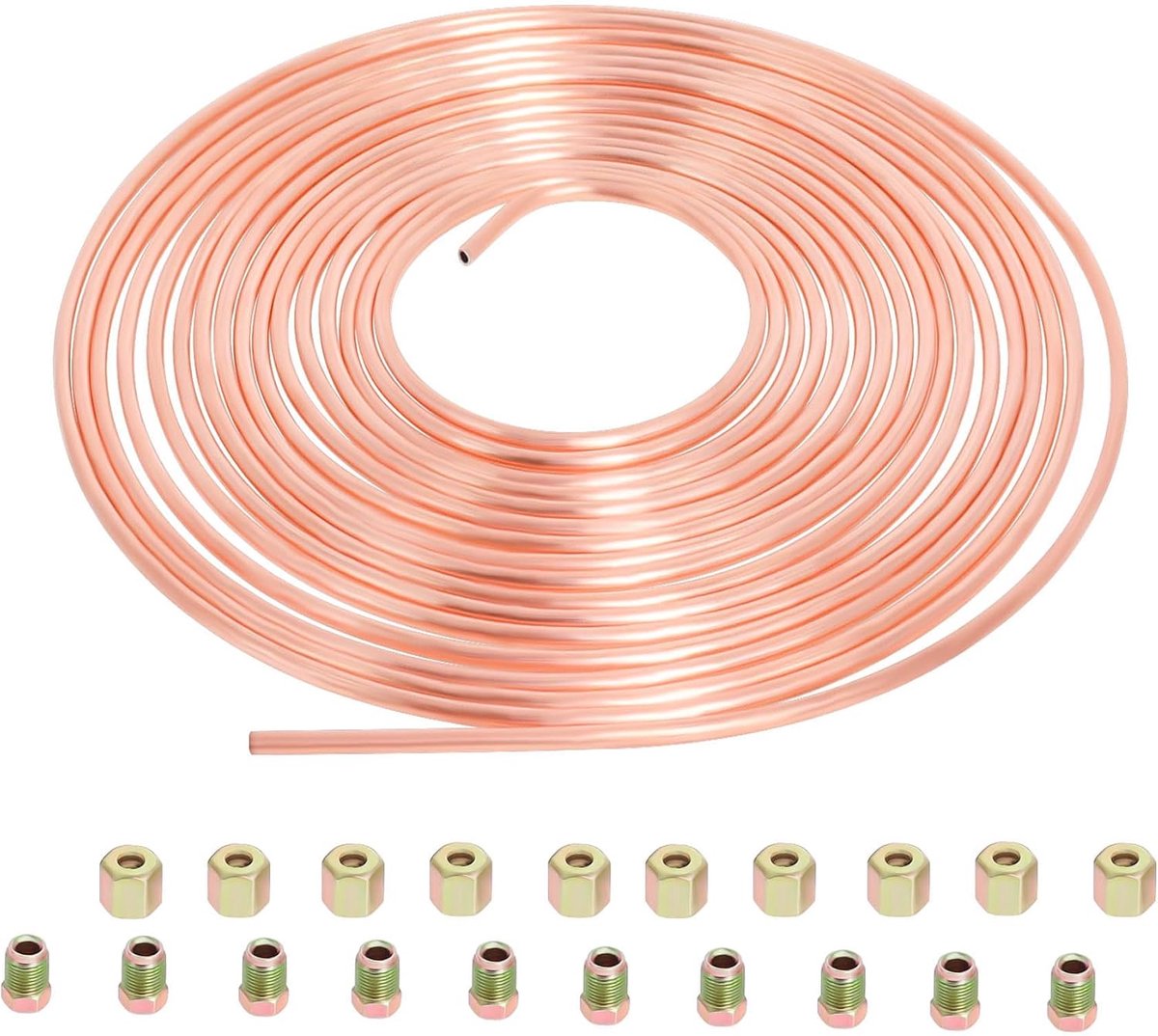 Brake Line Steel Brake Tube Set, 10m Brake Line Ø 3/16" (4.75mm) with 20 Nuts, Universal Brake Repair Kit for Cars - ShopVlot