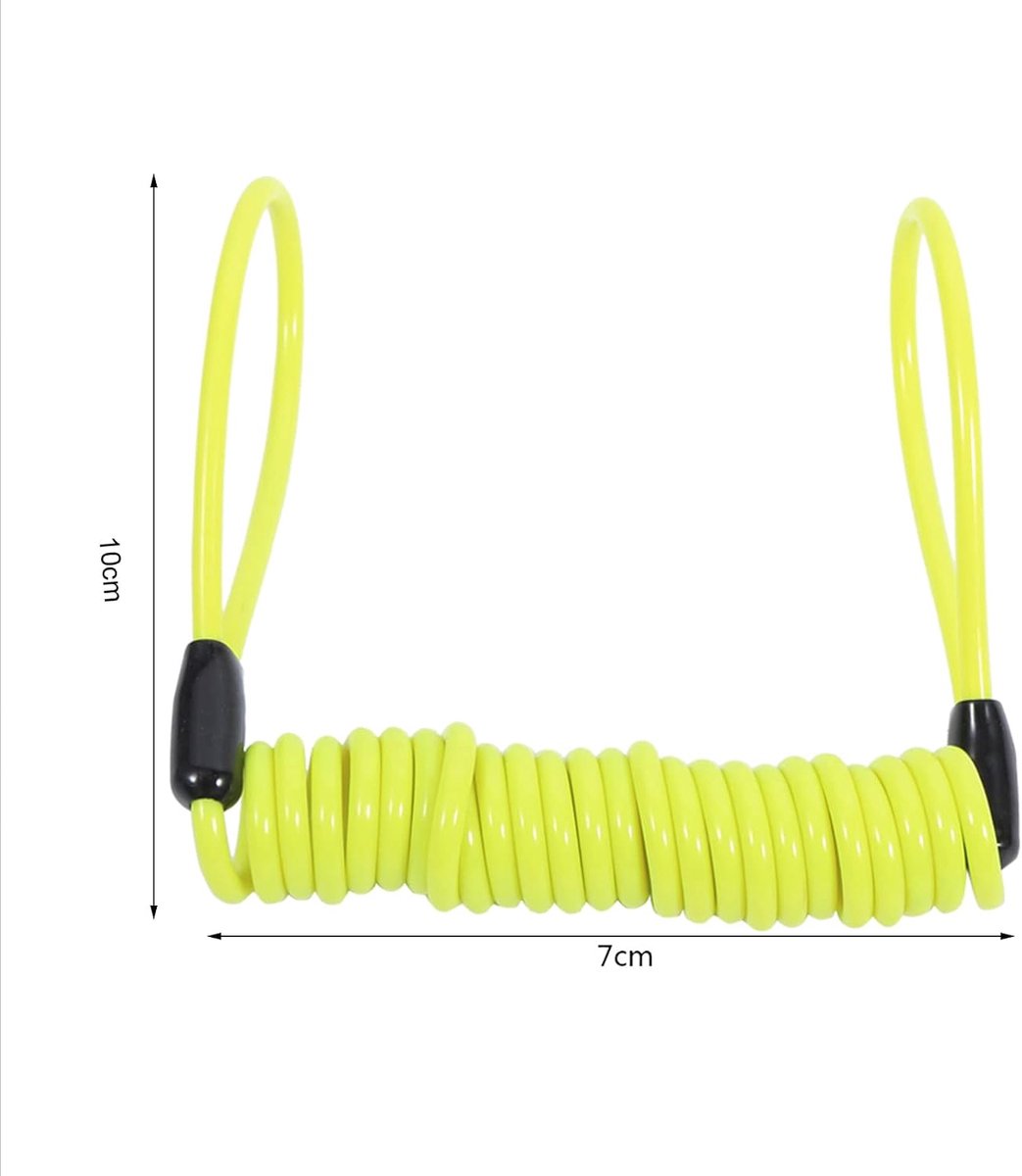 V GEBY 1.5M Alarm Disc Lock, Anti Thief Reminder Cable Spring Reminder Coil Cable Wheel Use for Bicycle Motorcycle - ShopVlot