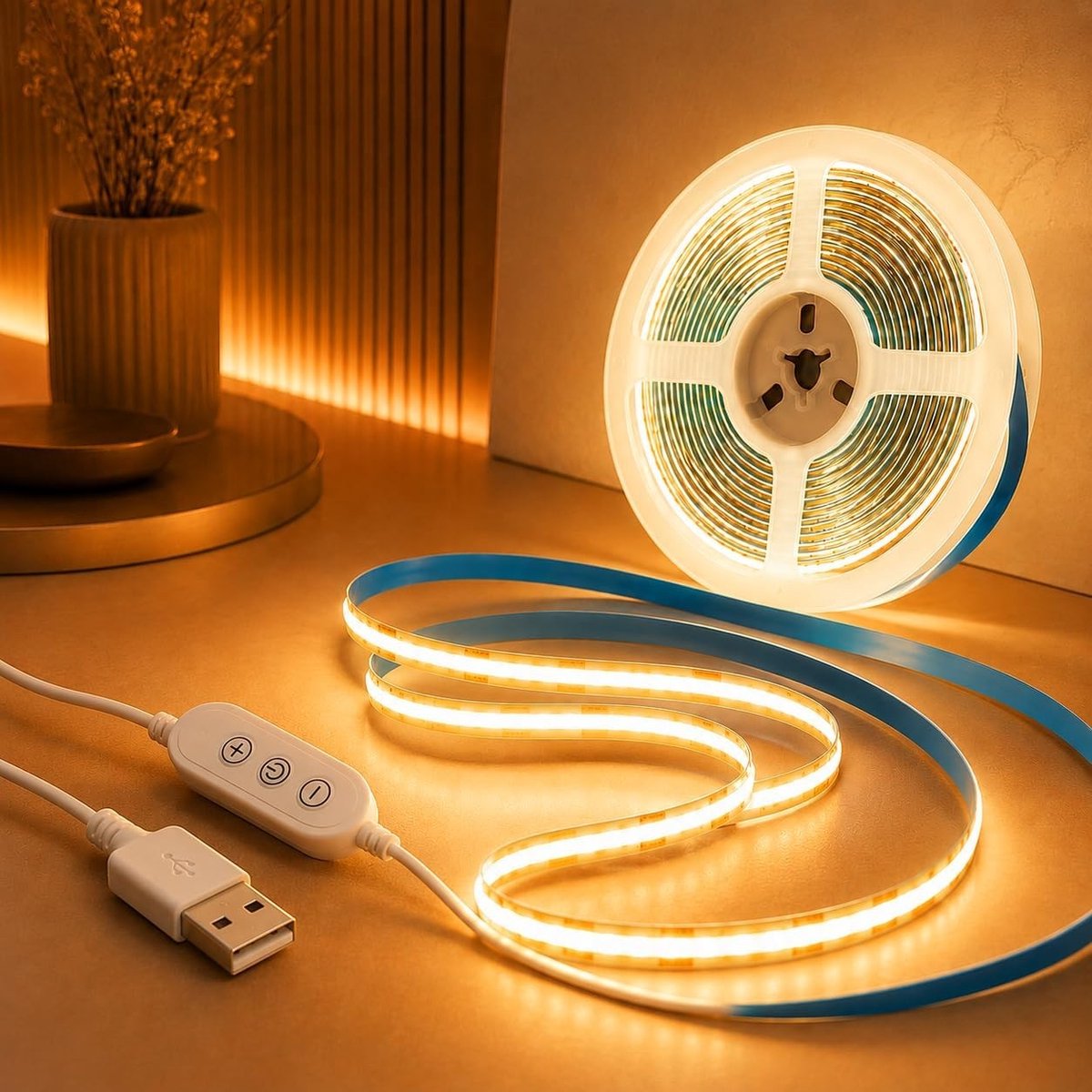 LED Strip - Warmwit - 3 m - Dimbaar Flexibel - Voor Achtergrondverlichting en Sfeerverlichting
