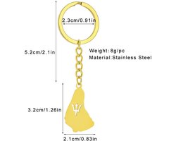 LUTAKU Barbados kaart en vlag sleutelhanger voor vrouwen mannen, Barbados sleutelhanger hanger charme, roestvrij - ShopVlot