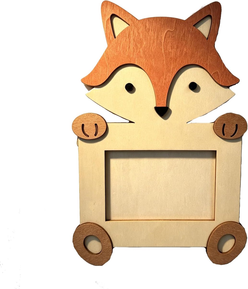 Houten fotolijst tafelstandaard voor kinderen kinderkamer woonkamer decoratie verjaardagscadeaus cartoon bruin vos - ShopVlot