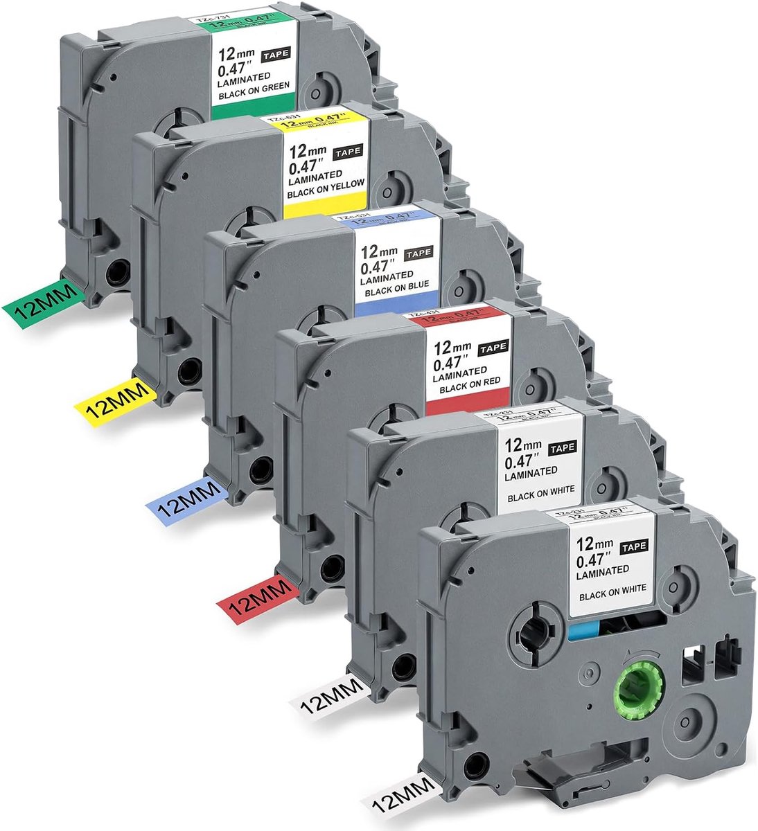 Thboxes TZe-231TZe-431TZe-631TZe-631TZe-631TZe-631 TZe-731, 6 Rolls Label Tape, Compatible with Brother P-Touch - ShopVlot