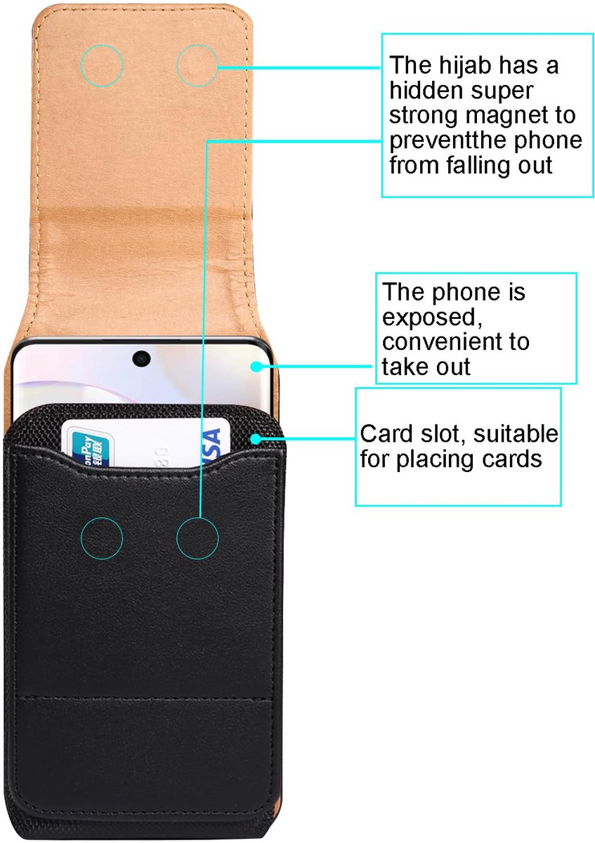 Verticaal telefoontasje riem leer voor iPhone 16 15 14 13 12 11 PRO MAX, 6,9" heren mobiele telefoon heuptas premium - ShopVlot