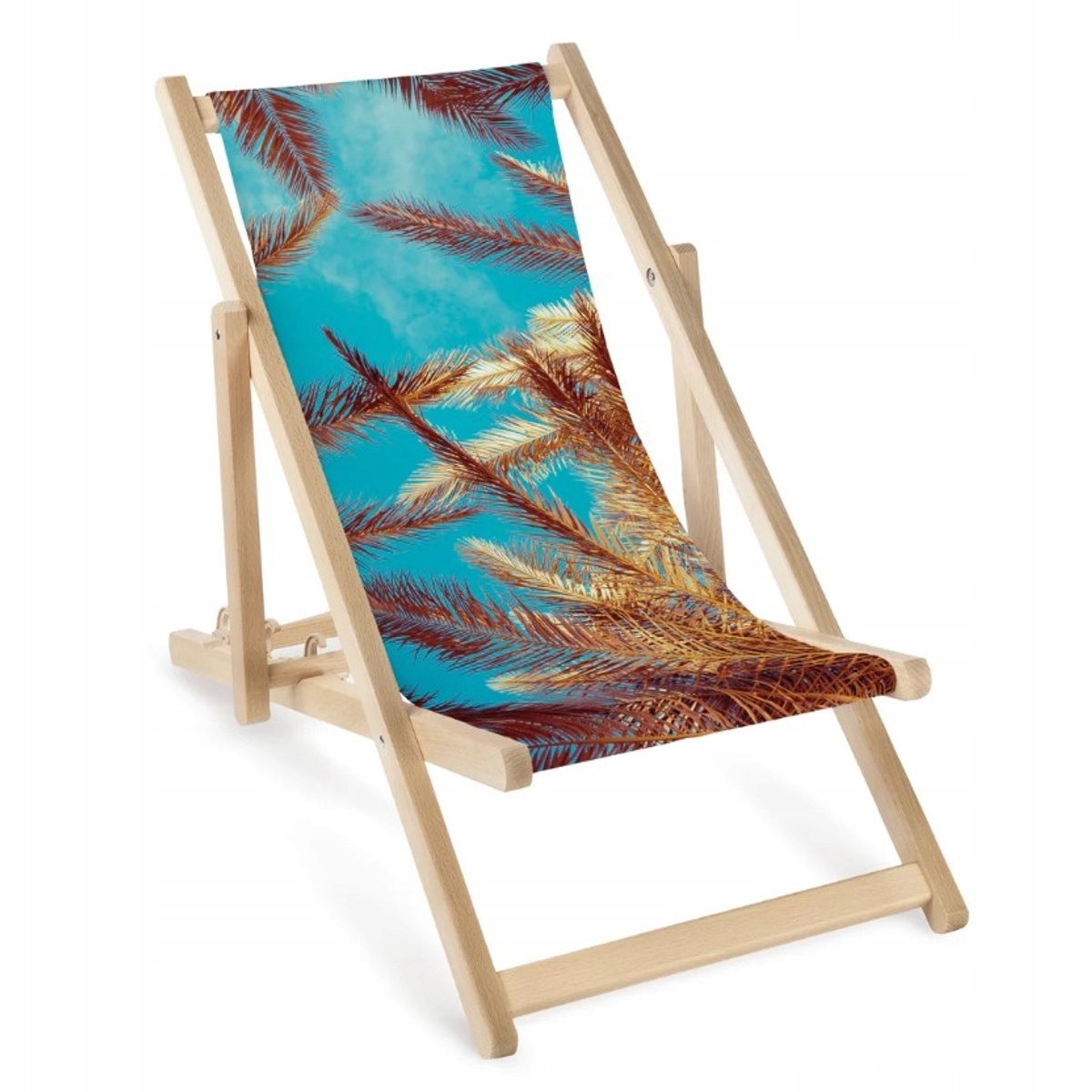 Kinder ligbed met palmblad print - Hout & waterdicht