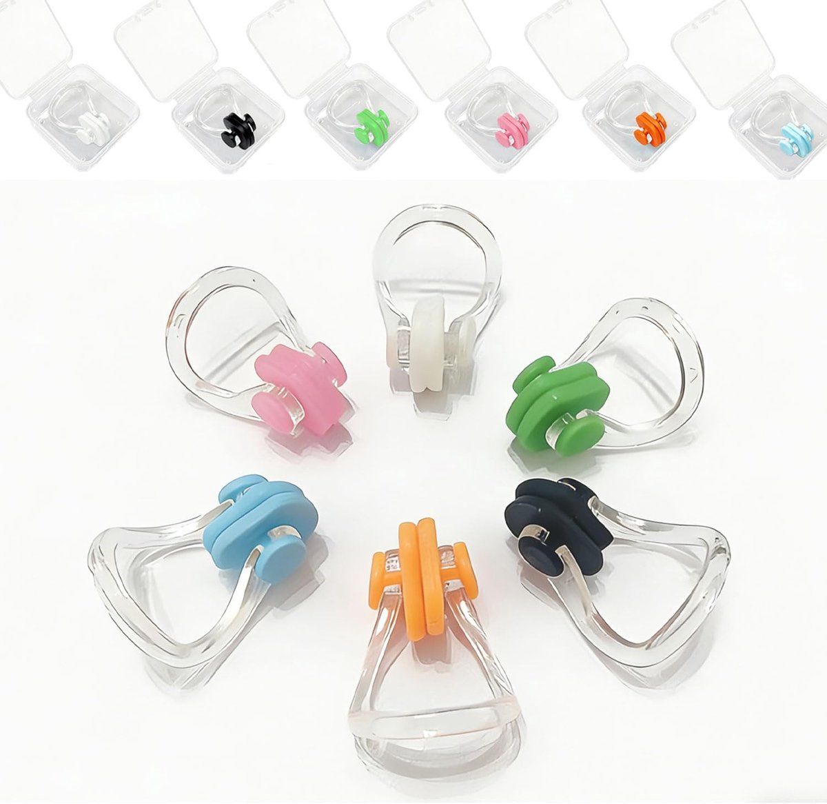 leersao Swimming Nose Clips, Pack of 6, Waterproof Nose Clips with Box, Non-Slip Silicone Nose Clips for Adults, Nose - ShopVlot