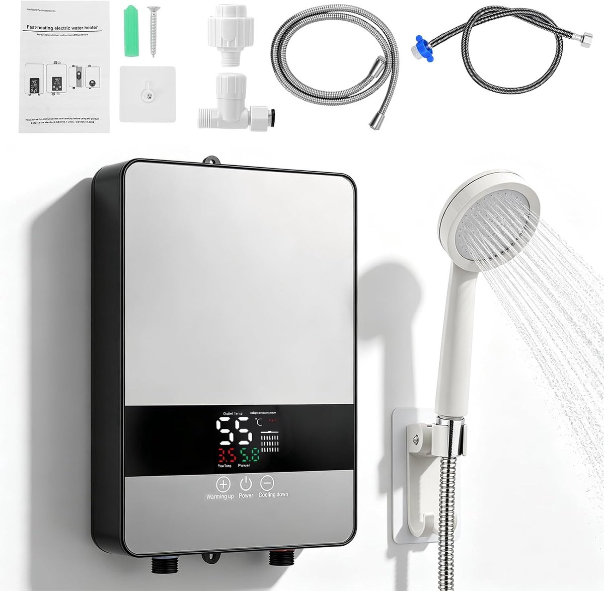 Mini-doorstroomboiler, 6000 W, 230 V, ondertafel, elektronische temperatuurregeling 30-55 °C, direct warm water - ShopVlot