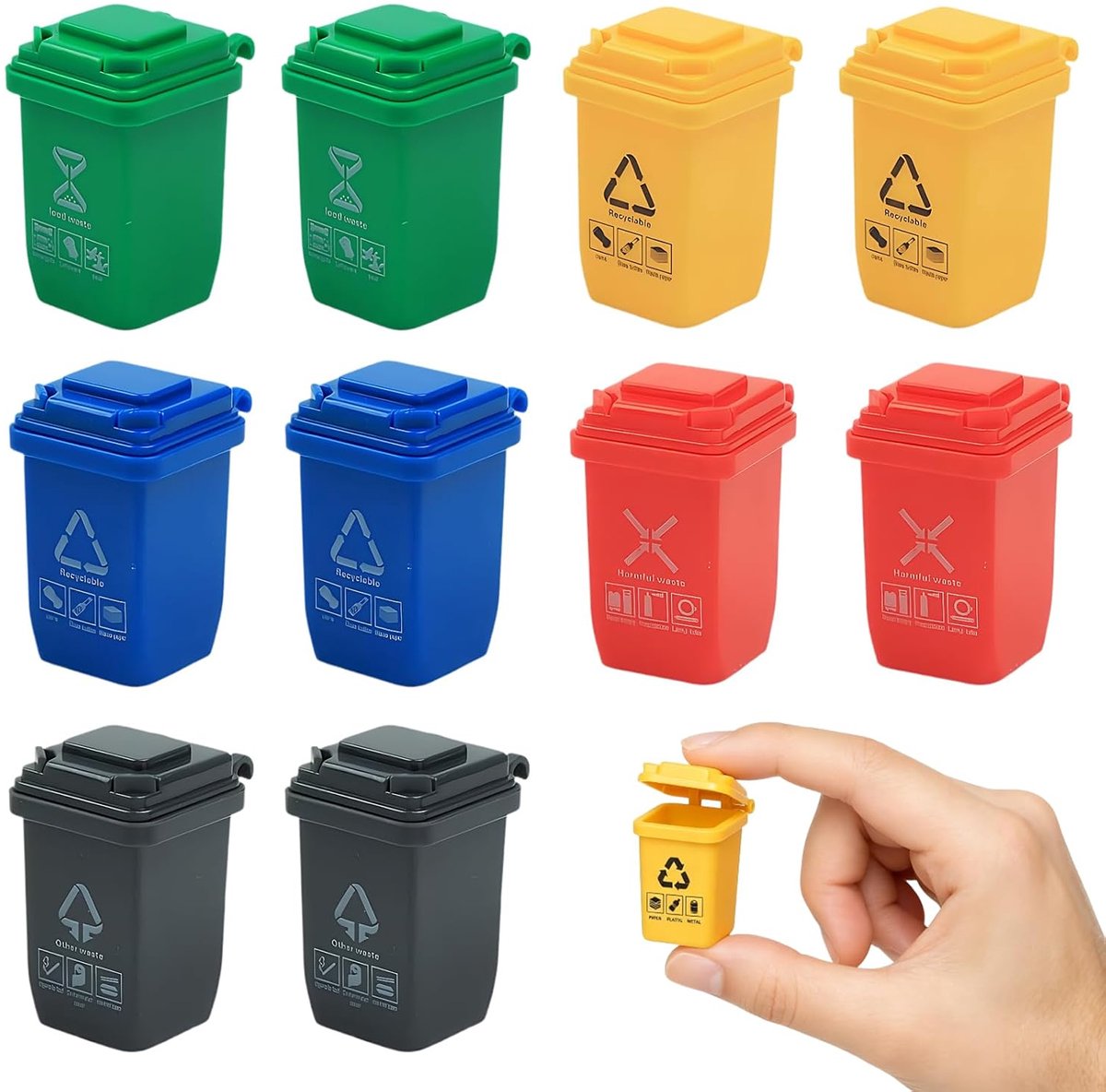 Mini prullenbakjes, kleine prullenbakjes, verpakking van 10 stuks - ShopVlot
