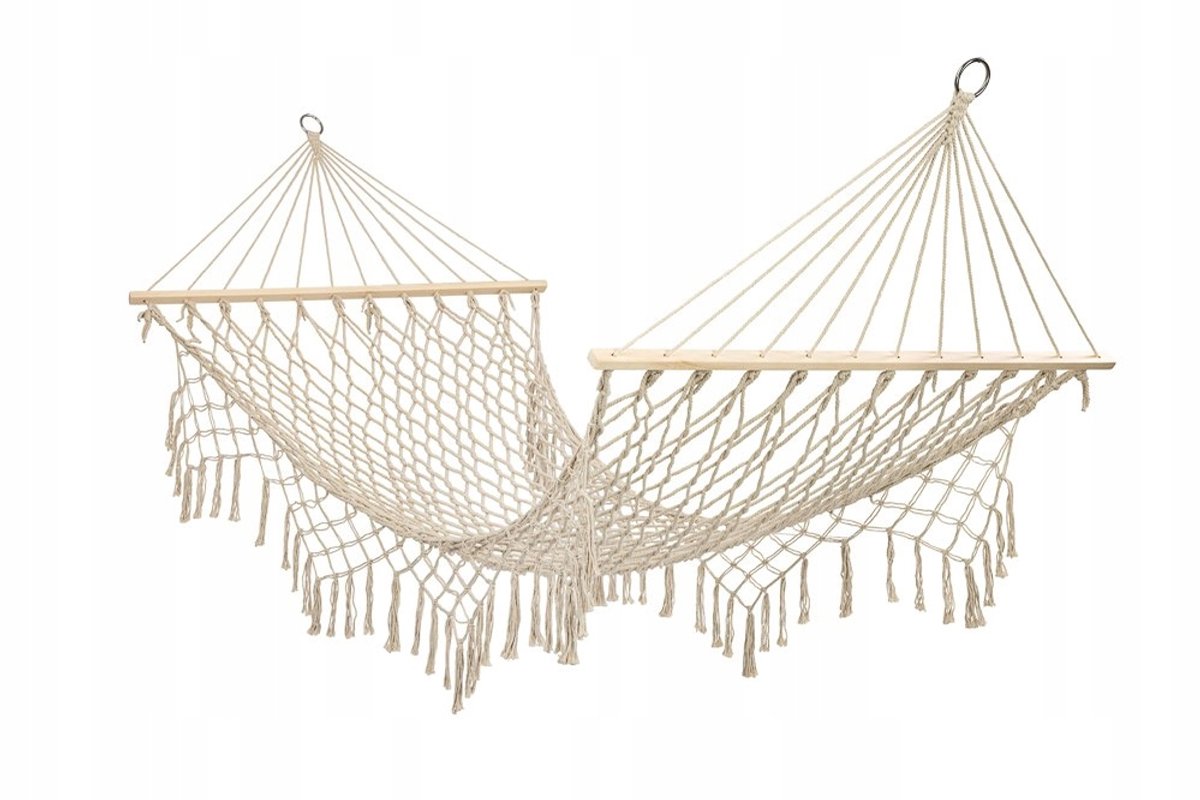 Boho Tuinhamak Ecru 200cm - Max 250kg met Houten Standaard