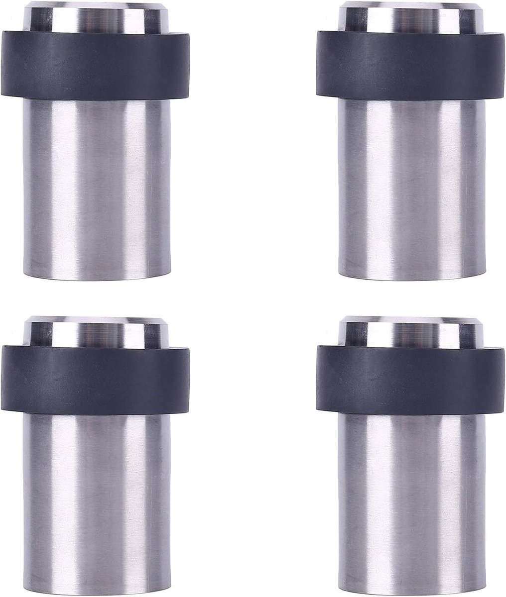 4-Piece Door Stopper with Rubber, Floor Mounted Door Stopper, Cylindrical Door Stopper 6cm in Stainless Steel with - ShopVlot