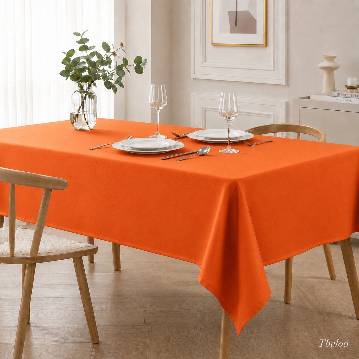 Tbeloo Oranje tafelkleed 140x200 cm - waterdicht, afwasbaar en vlekbestendig tafellinnen voor binnen en buiten