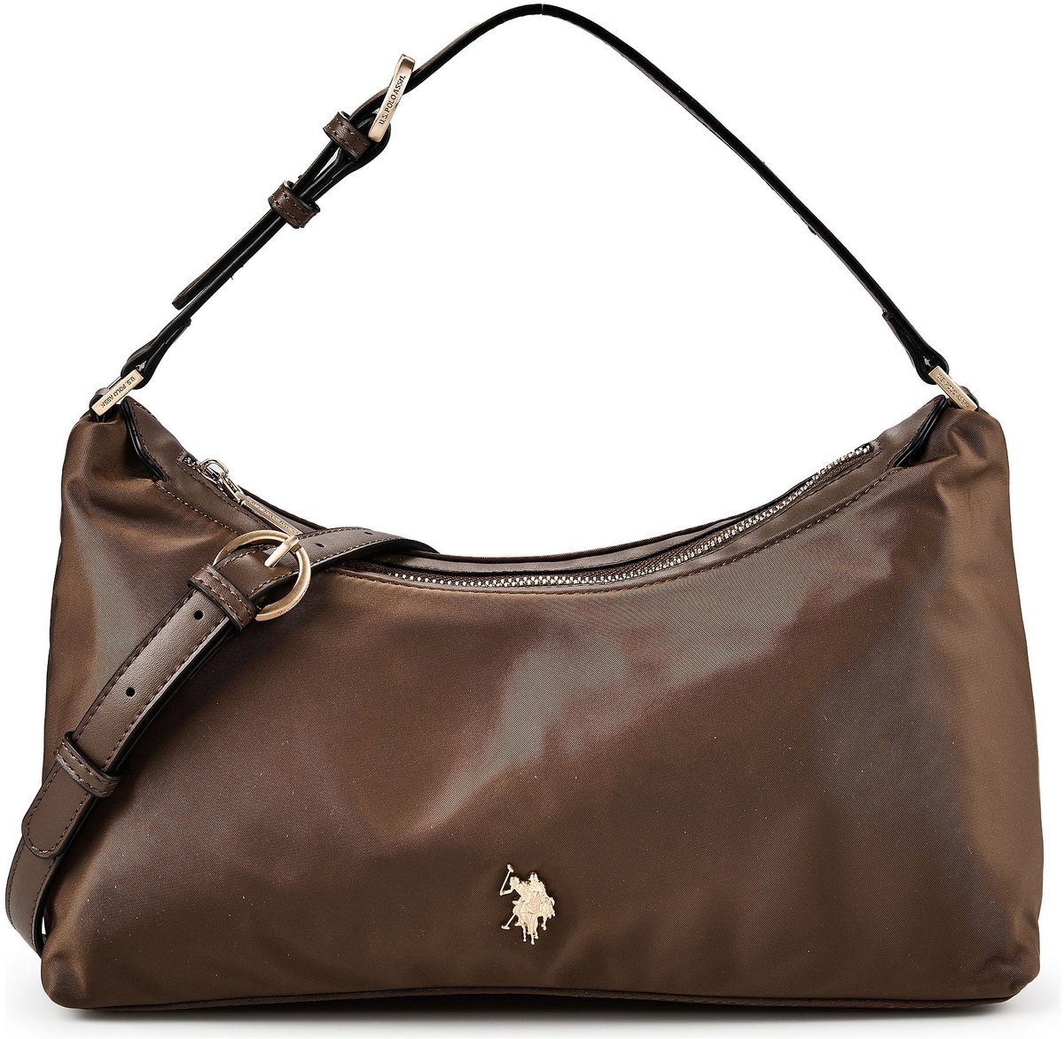 U.S. POLO ASSN. schoudertas Houston Hobo Bag Dark Brown donkerbruin
