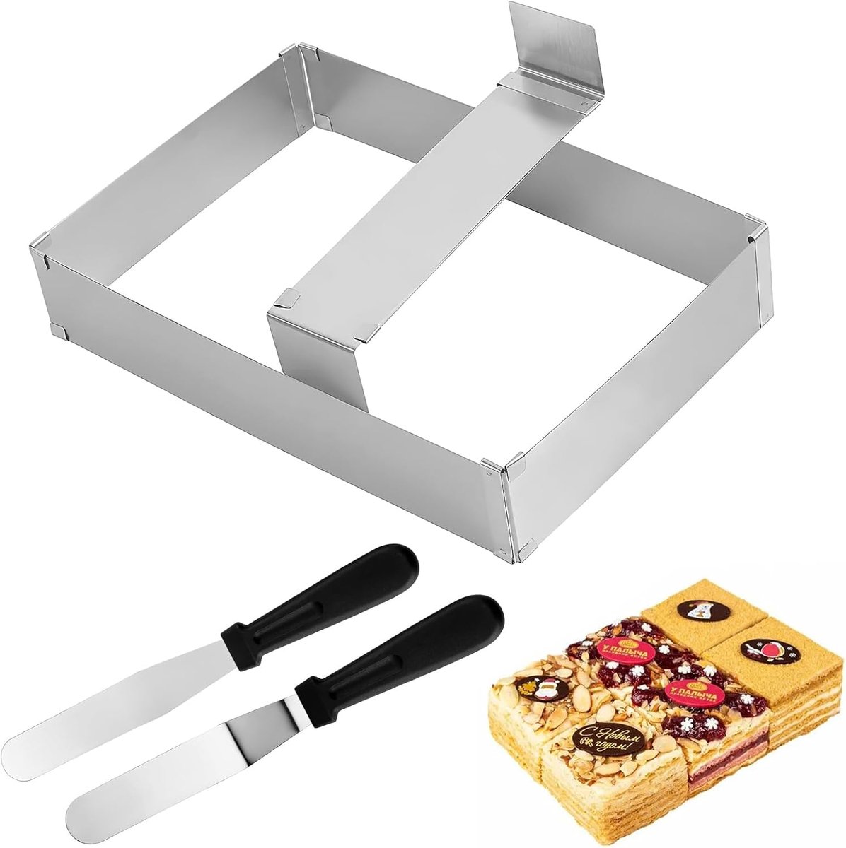Baking Frame, Rectangular, Adjustable, Baking Mould, Rectangular, Cake Frame, Stainless Steel, Baking Mould for Baking - ShopVlot