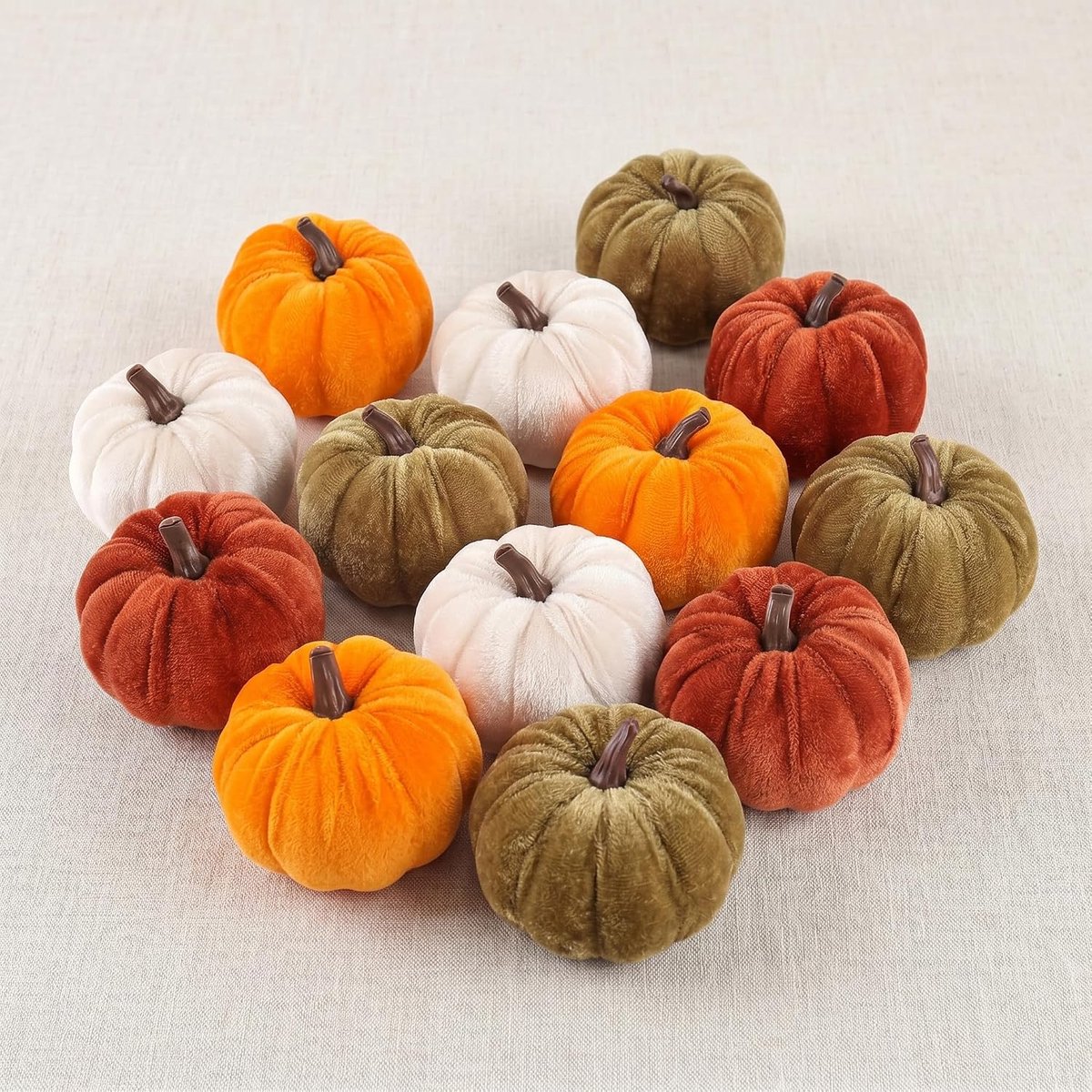 12 set herfstdeco, fluweel pompoenen deco, mini tafeldeco - ShopVlot