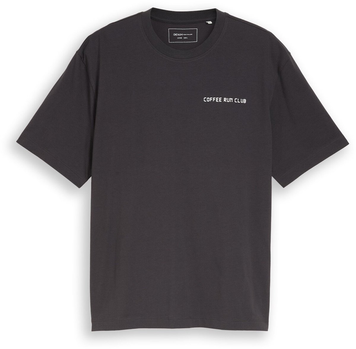 Tom Tailor Denim - T-shirt met relaxte pasvorm en print op de rug - Maat S - coal grey