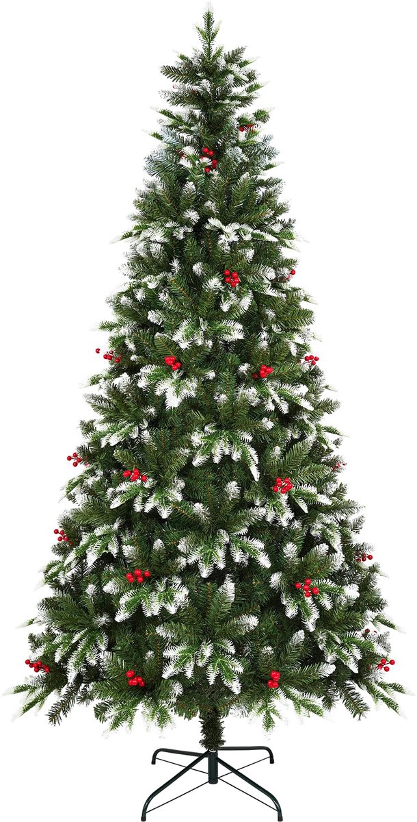 Famanu – Kunstkerstboom 1,8 m, groen en wit voor feestdecoratie