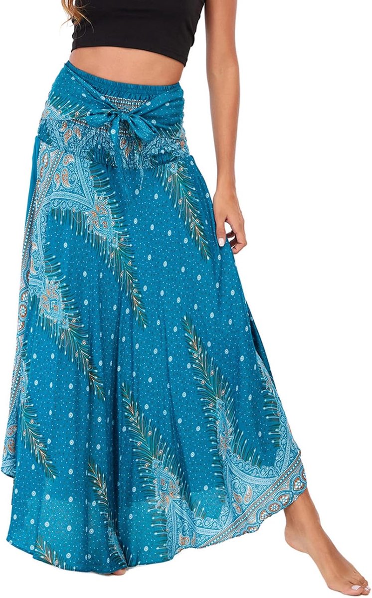 FEOYA Women's Casual Elegant Long Dress Boho Holiday Long Skirt 2-in-1 Belly Dance Skirt - ShopVlot