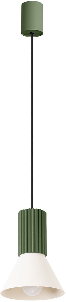 Sollux Lighting Hanglamp Estria - E14 - beige/olijfgroen - staal/aluminium - 14x14x120cm