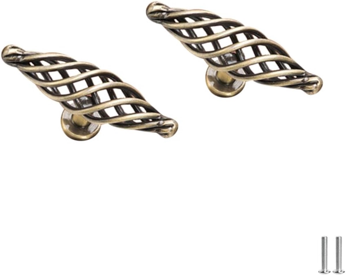 Bird Cage, 2 Pieces, Traditional Handle, Drawers, Door Handles, Bird Cage, Style for Cupboards, Metal Cage, Style - ShopVlot