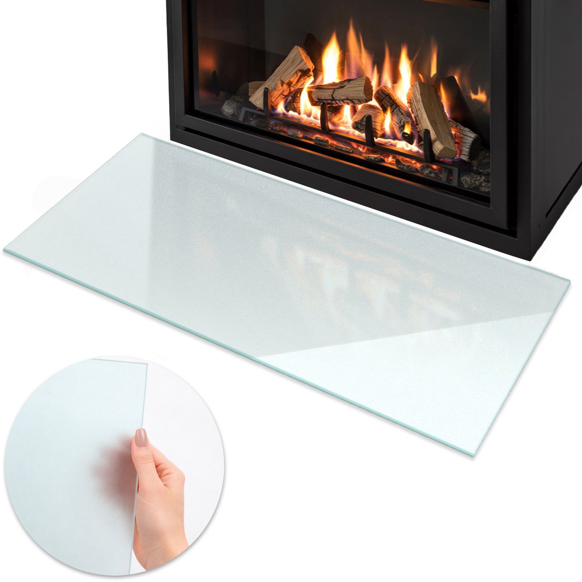 Coloray - Vloerplaat openhaard - 125x50cm - Halftransparant Rechthoek - Plaat voor onder houtkachel - Beschermplaat voor kachel