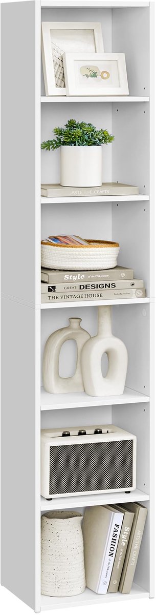Famanu – Boekenkast van 6 lagen, open opbergplank met afmetingen van 30,2 x 24 x 160,7 cm