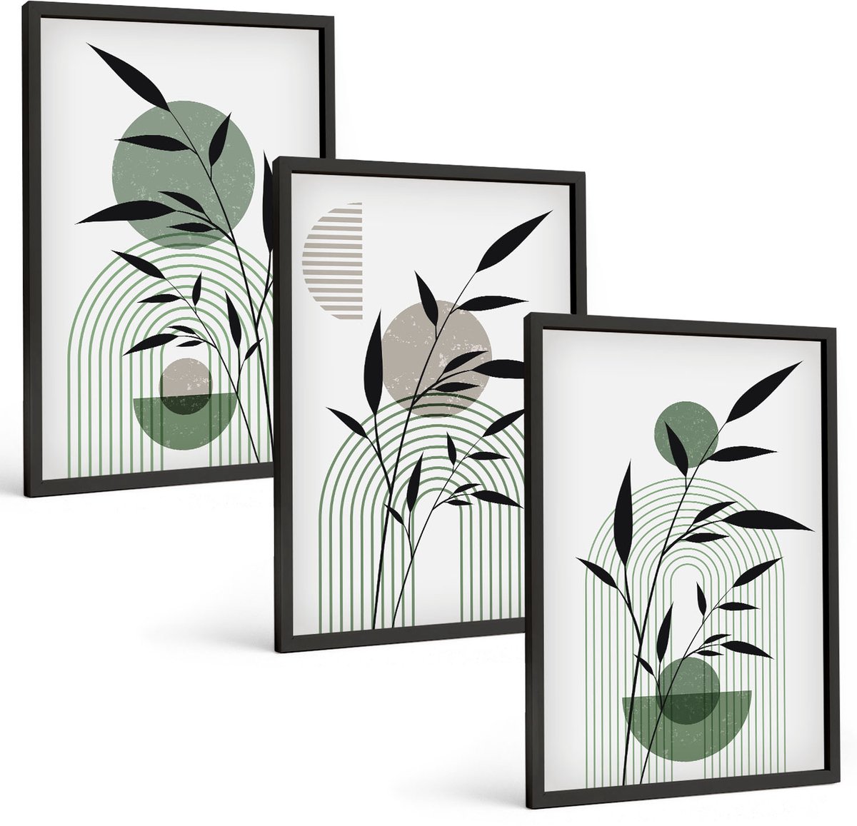 Tulup 4-Delige Schilderij Set - Abstracte plantencomposities in boho-stijl - 40 x 60 cm - Stijlvolle Wanddecoratie - Interieur - Moderne Wanddecoratie