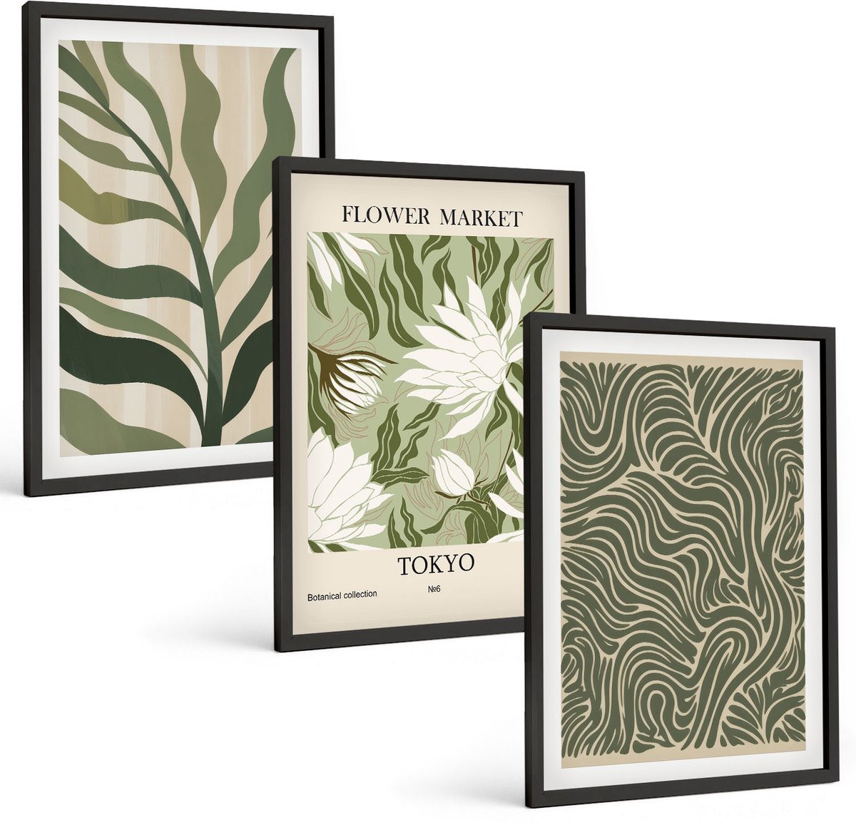 Tulup 4-Delige Schilderij Set - Plantenpatronen, botanische decoraties, boho-stijl - 40 x 60 cm - Muurdecoratie - Wanddecoratie - Slaapkamer