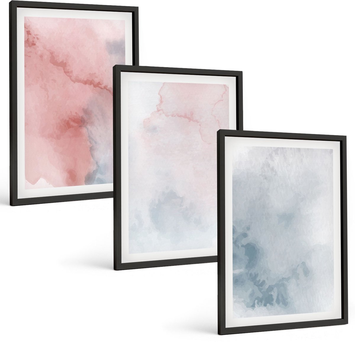 Tulup 4-Delige Schilderij Set - Pastelkleurige aquarelverf op canvas met kleurrijke texturen - 40 x 60 cm - Decoratieve Schilderijen - Wanddecoratie - Hal - Muurdecoratie