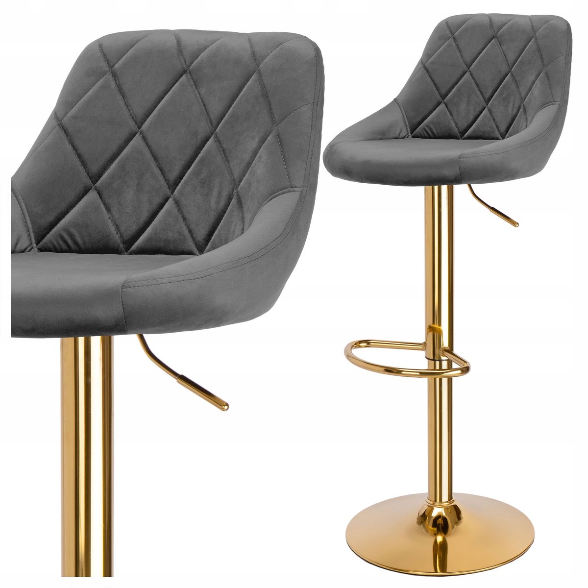 Gouden Draaibare Velvet Hoker Cydro - Verstelbaar & Comfortabel