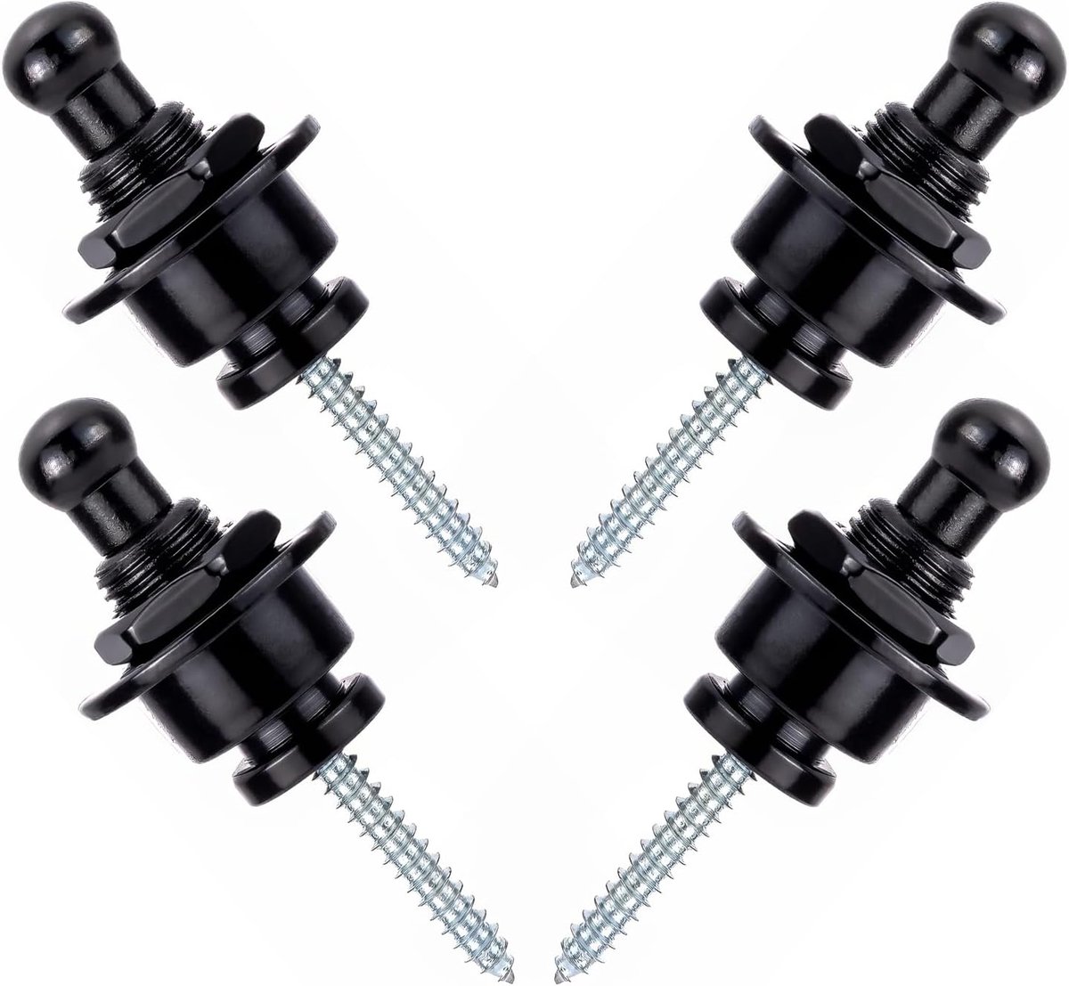 4pcs Guitar Strap Lock Round Head Black Guitar Bass Strap Locks - ShopVlot