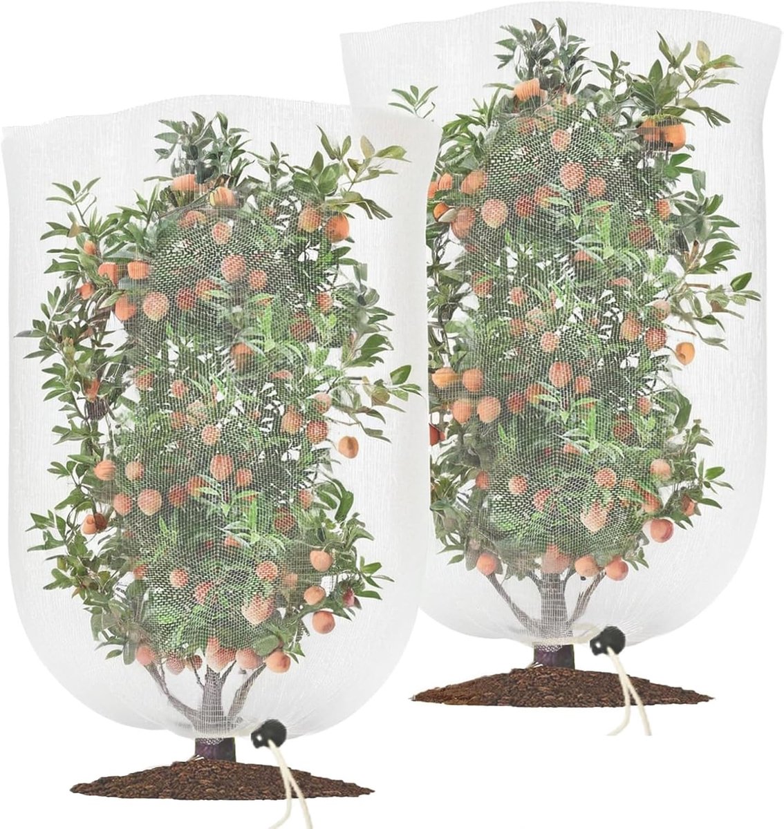 Plantenbeschermingsnet, 2 stuks, insectenwerend net met trekkoord, groentennet, vogelbeschermingsnet, beschermt - ShopVlot