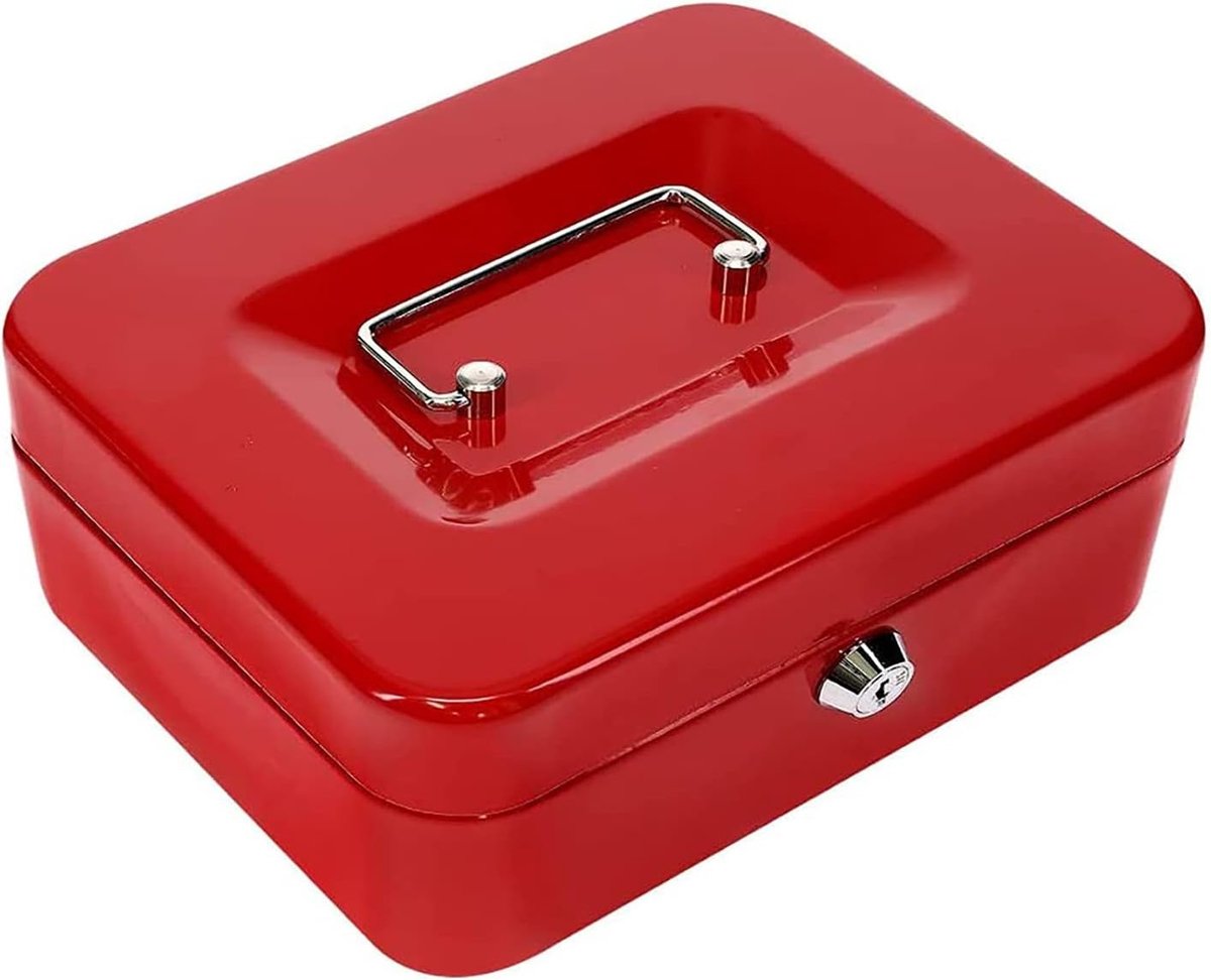 Geldcassette - Rood - 200 x 160 x 90 mm - Krasbestendig met Draaggreep - Voor Geld en Munten