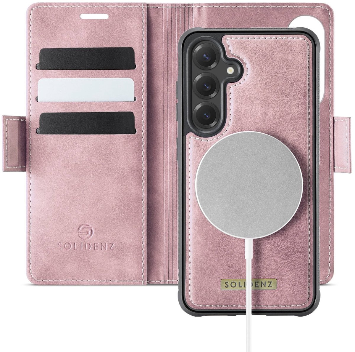 Solidenz 2-in-1 telefoonhoesje - Geschikt voor Samsung Galaxy S26 FE - Geschikt voor MagSafe - 3 pasjes - Roze